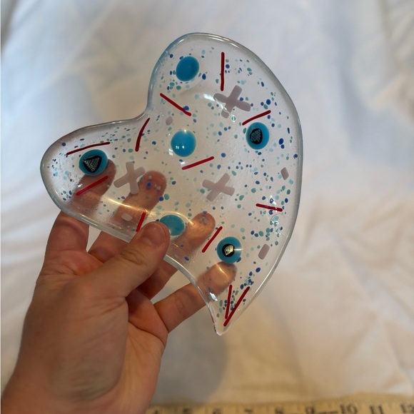 Vintage Abstract Heart-Shaped Glass Art Piece - Picture 3 of 6